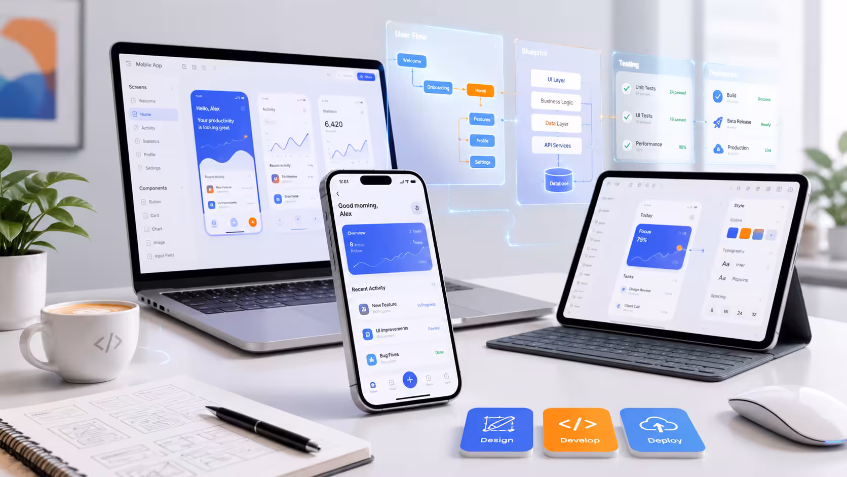 Mobile App Development service visualization for Rigic Global Solutions