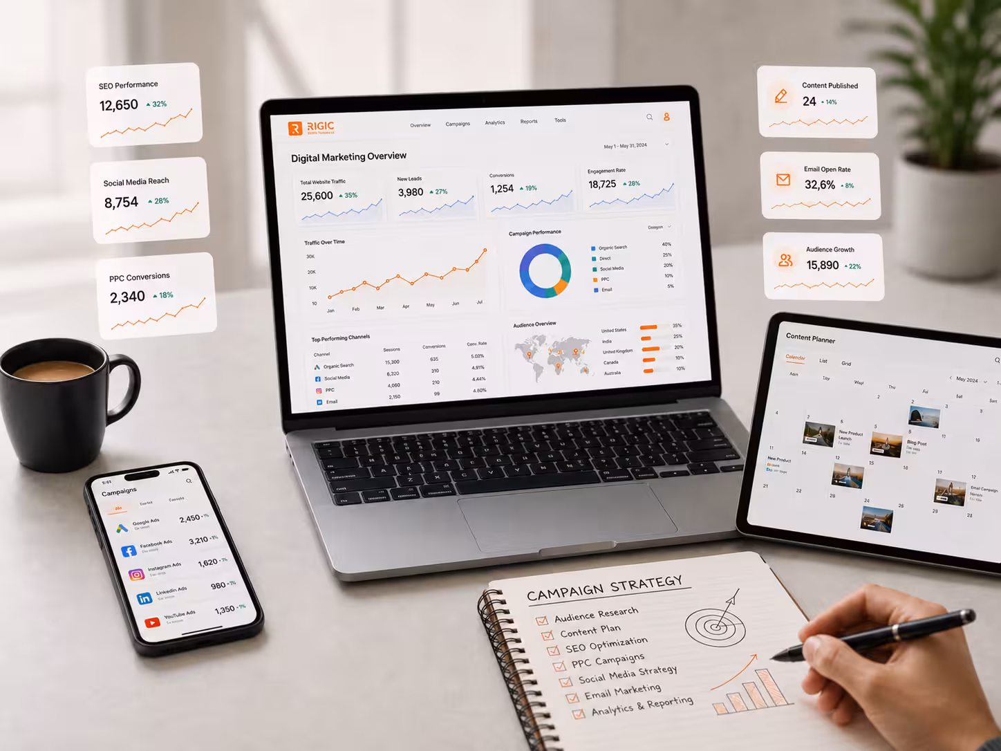 Digital Marketing service visualization for Rigic Global Solutions