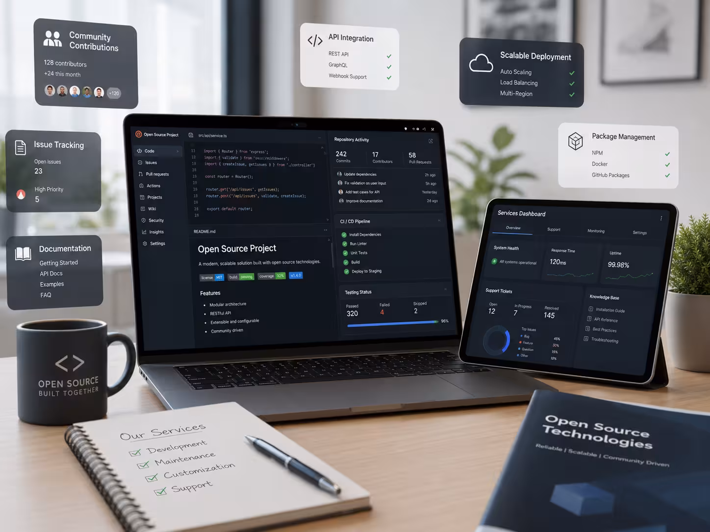 Open Source Development service visualization for Rigic Global Solutions